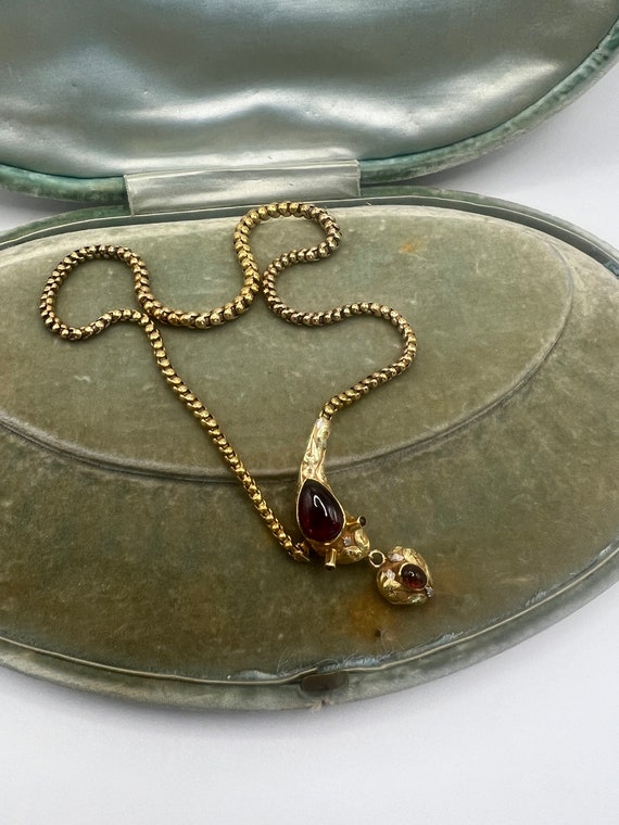 ANTIQUE Victorian Garnet Snake necklace