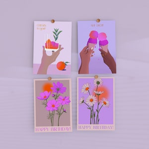 Ensemble de cartes Carte postale d'anniversaire de cocktail pour ami Aperol Carte de voeux de fleur de cocktail pour amateur de cocktail Cartes d'anniversaire d'été pour meilleur ami