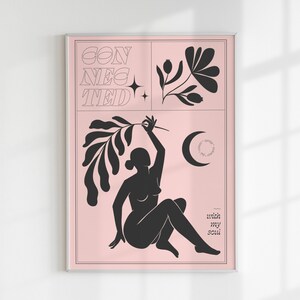 Poster Feminin Holistic Moon Star Female Wall Art for Sleeping Room Illustration Art Wall for Girls Room Print for Boho Interior Design