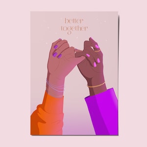 Postkarte Freundschaft Karte für beste Freundin Geburtstag Freundinnen Art Print Friends BFF Card gold Muttertag Grußkarte Feministisch