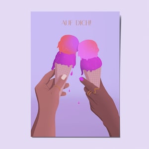 Birthday Postcard Card for best friend Summer Lover Happy Birthday Ice Cream Best Wishes Vintage Illustration