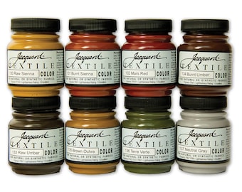 Jacquard Textile Earth Color 8 Color Set | Fabric Paint for Natural Synthetic Fabrics Leather Paper and Wood