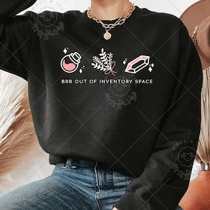 RPG Inventory Sweatshirt, Cozy Gamer Sweater, Video Game Lover Gift, Girl Gamer Sweater, Fantasy Gamer Sweatshirt, Potion Crystal Botanical