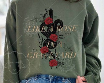 Rose in a Graveyard Manacled Alchemised Dramione Sweatshirt, Fanfic Merch, Romantasy Smut Reader Sweater, High Reeve Runes Sweatshirt