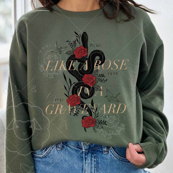 Rose in a Graveyard Manacled Dramione Sweatshirt, Fanfic Merch, Romantasy Smut Reader Sweater, High Reeve Runes Sweatshirt, Paper Crane