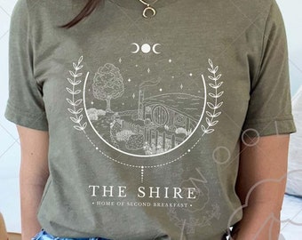 Shire Shirt, Second Breakfast Cozy Life Tee, Fantasy Book Lover Gift, Fantasy Apparel Fellowhship Elves Wizard, Cottagecore Shirt Rings Fan