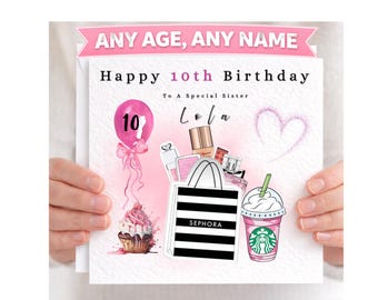 Personalised Birthday Card | Fashion, Makeup, Starbucks Theme (Any Name, Age)