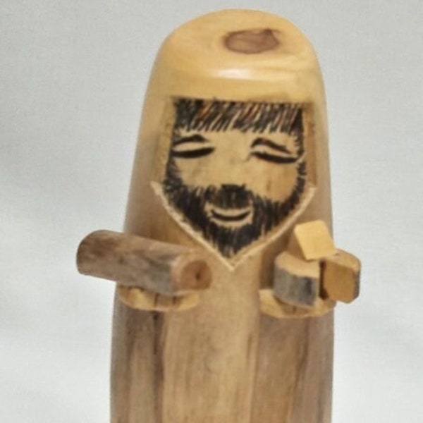 Original 6 in. Hand-Carved San Pasquel Santos by Bob O'rourke. Patron saint of the kitchen and shepherds.