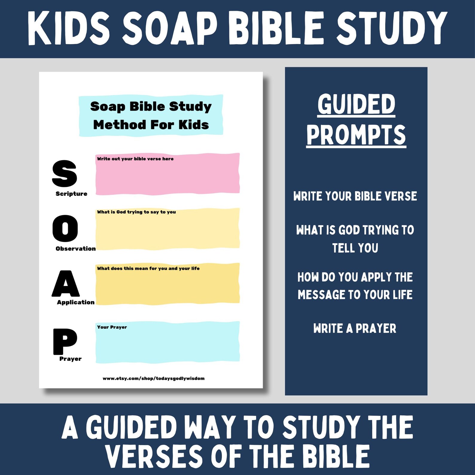 SOAP Bible Study Journal for Kids Beginner Friendly SOAP Template for ...