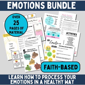 Versículos bíblicos imprimibles de apoyo emocional cristiano para emociones y sentimientos, tarjetas con escrituras, diario de sanación emocional para jóvenes