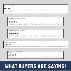 Peut inclure: Une capture d'&eacute;cran d'un site Web affichant des avis clients pour un produit. Tous les avis sont positifs et comportent des &eacute;valuations cinq &eacute;toiles. Le texte comprend les noms des &eacute;valuateurs, les dates des avis et le contenu des avis. Le texte "WHAT BUYERS ARE SAYING!" est affich&eacute; en gros caract&egrave;res gras au bas de l'image.