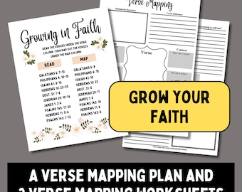 Bible verse mapping bundle, printable verse mapping journal, verse study, verse mapping plan, in depth bible study, bible study planner