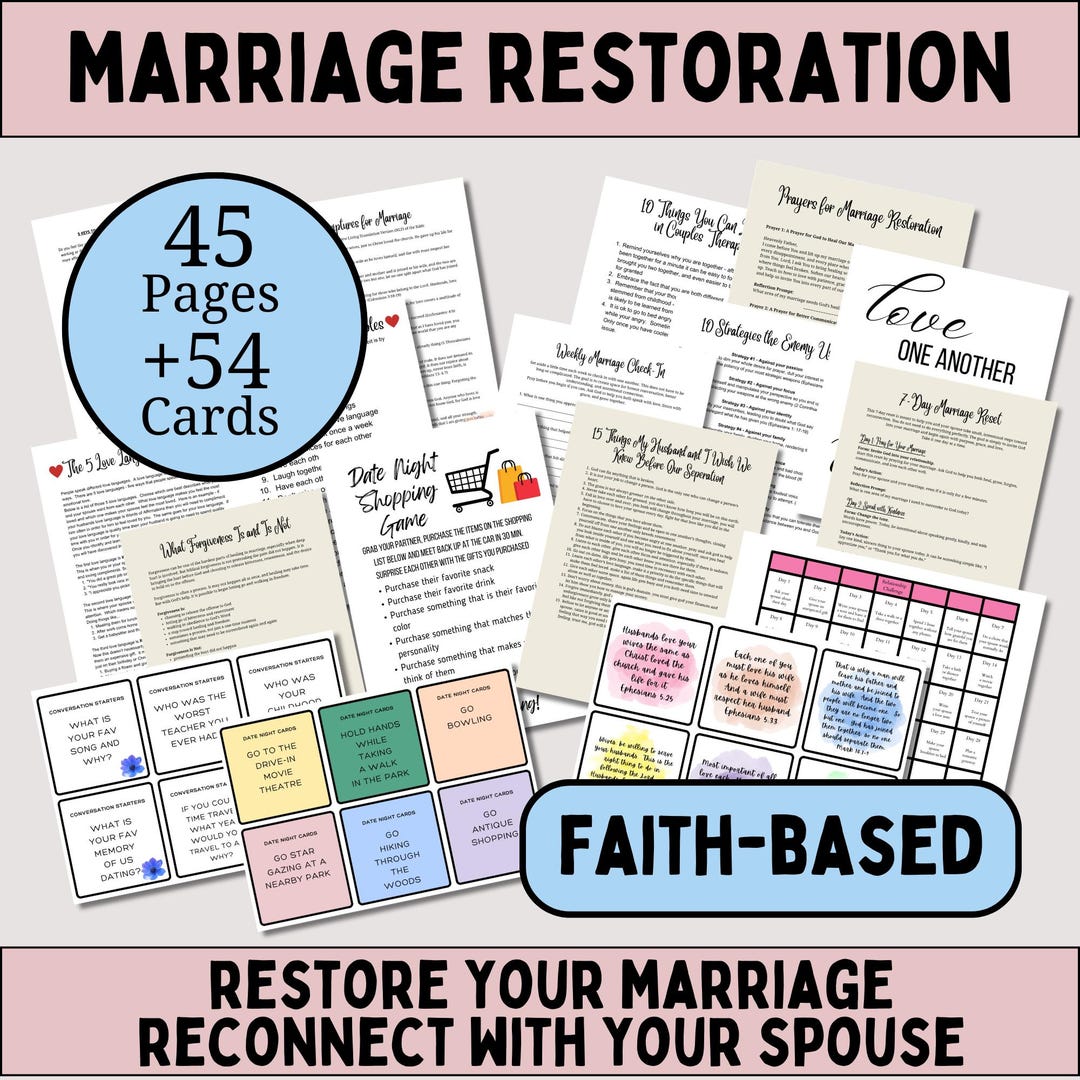 Christian Marriage Resource Bundle Printable Marriage Counseling Love Language Worksheet for ...