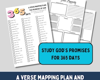 Bible verse mapping bundle printable bible study planner for adults study of Gods promises journal for beginners verse study plan
