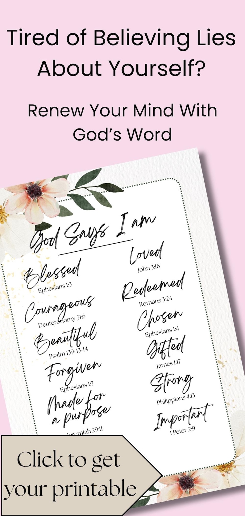 Who I Am in Christ Printable Bible Verses for Who God Says I Am Pdf ...