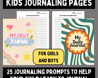 Journal for kids, girls journal, boys journal, daily journal with prompts digital, journal pdf, mindfulness journal printable, template