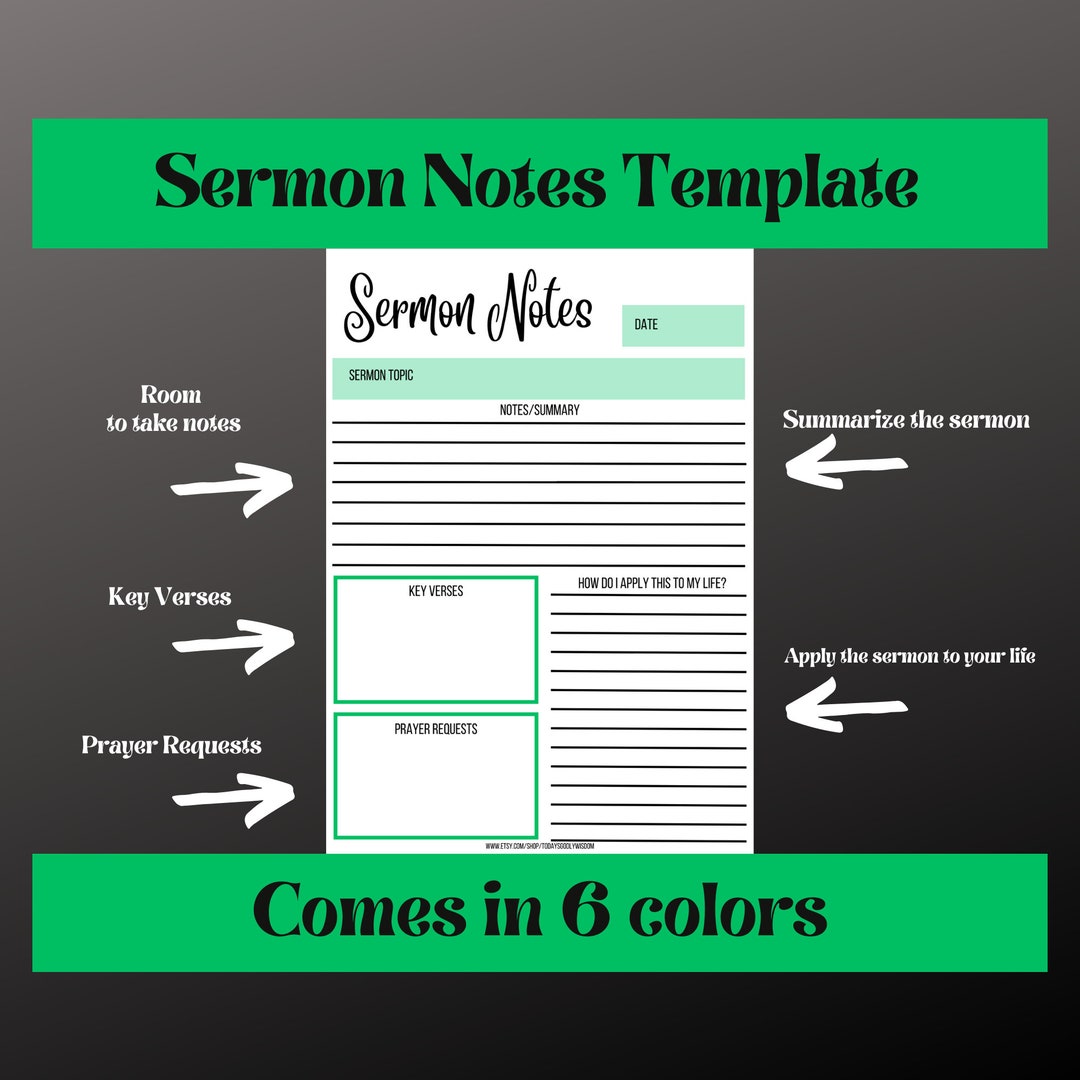 Sermon Notes Printable Bible Study Guide Sermon Notes - Etsy