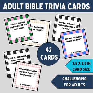 Erwachsenen Bibel Quiz Fragen für Sonntag Schule Bibelaktivitäten für Erwachsene druckbare Bibel Trivia Flash Karten für Kirche Bibelunterricht