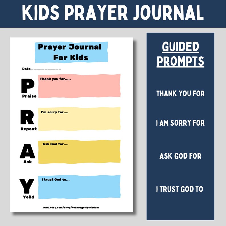 Guided prayer journal pages
