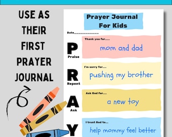 Printable journal template for kids guided prayer journal pages for children sunday school printable christian journal with prompts