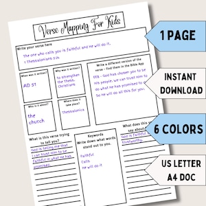 Kids verse mapping template for bible study journaling scripture study printable journal for beginners indepth verse study for kids