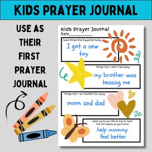 Printable prayer journal for kids christian journal pages for youth prayer and reflection journal for children journal template