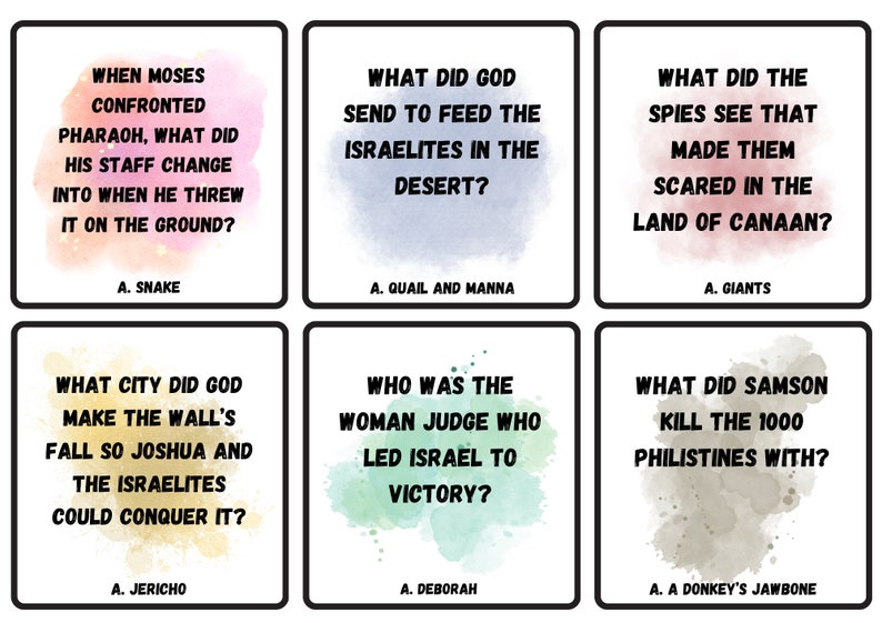 Printable Teens Bible Trivia Cards for Church Activities Bible Trivia ...