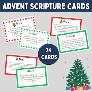 Advent scripture cards for kids christmas story advent calendar cards with bible verses printable christmas countdown cards for children