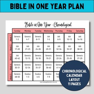 Bible Reading Tracker Yearly Scripture Planner Printable Devotional Calendar Christian Study Guide Daily Verse Bible Plan Spiritual