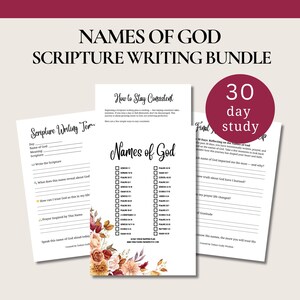 Scripture Writing Plan Worksheet Printable Prayer Journal Study Guide Faith Template Daily Devotional Names of God Scripture Analysis
