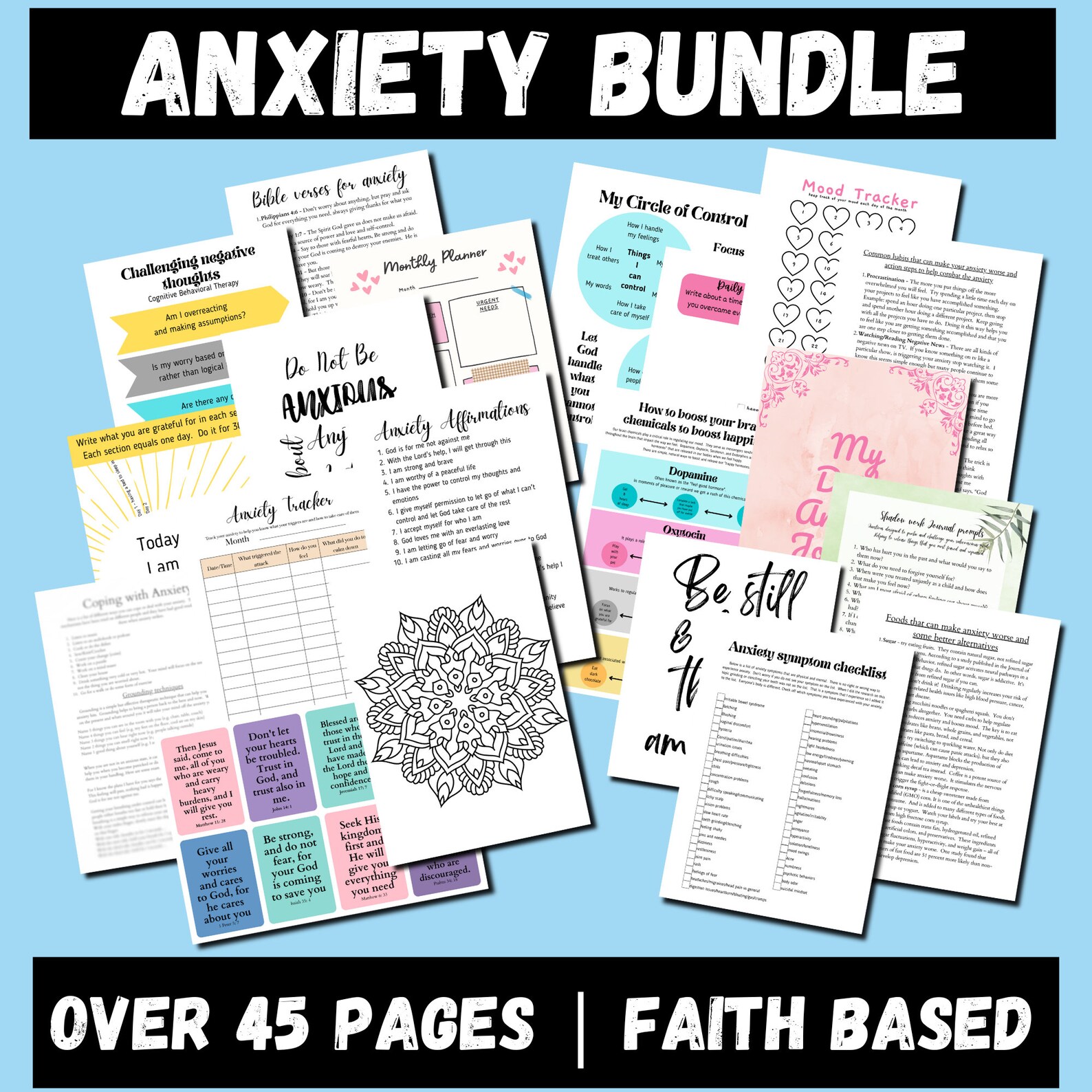 Christian Anxiety Journal Printable Bundle Bible Verses for Etsy