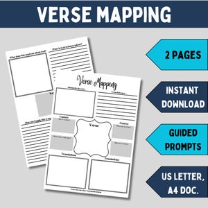 Beginner bible verse mapping printable bible study template for christians scripture study journal printable verse study guide for adults