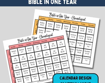 Chronological bible reading plan for a year long study guide 365 days of bible verse reading the bible in one year printable tracker