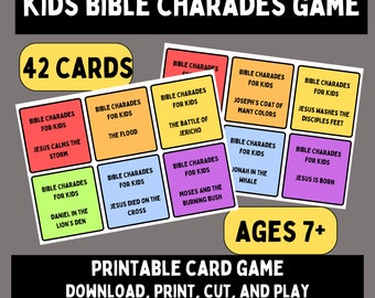 Bible charades for kids, bible games for kids, group games kids, christian children games, sunday school activities