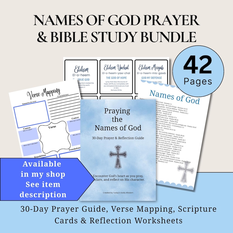 Names of God Printable Cards for Bible Verse Study on Hebrew Name ...