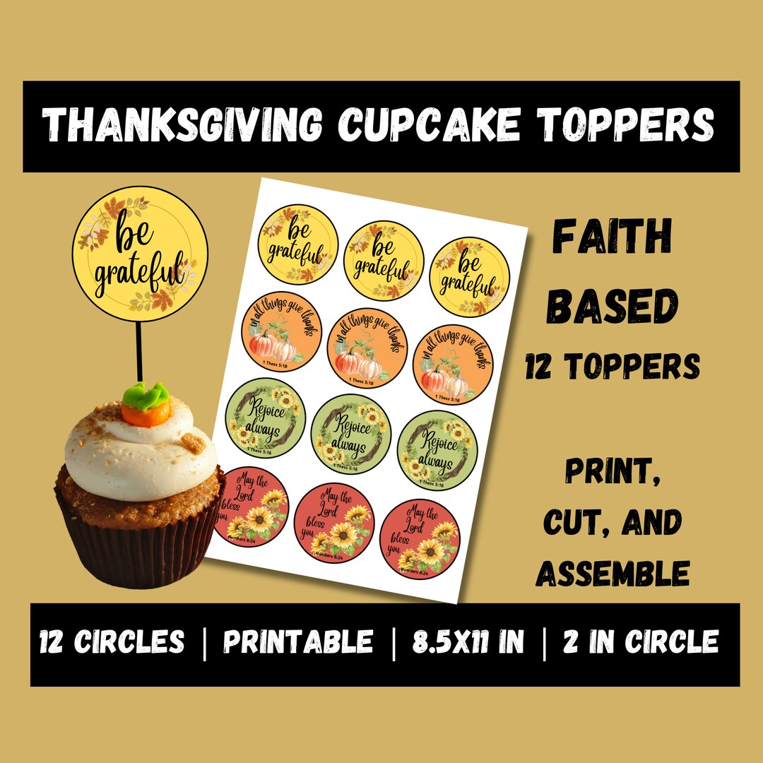 Thanksgiving Cupcake Toppers Printable, Religious Cupcake Toppers ...