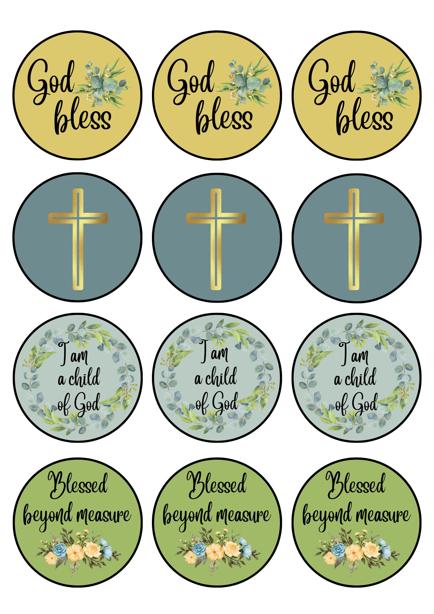 Boys Baptism Cupcake Toppers Printable Cupcake Toppers Boy - Etsy