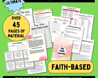 Faith based journal, faith bundle, faith bible verses, grow your faith, faith journal pages, articles of faith, christian faith, faith cards
