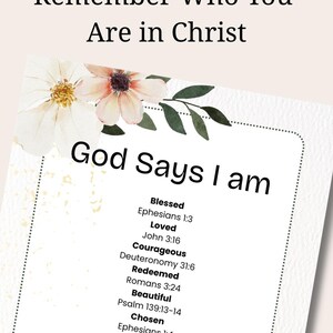 Who I Am in Christ Printable Bible Verses for Who God Says I Am Pdf ...