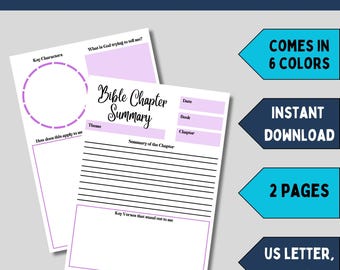 Bible Study Template Printable Page Scripture Journal Design Chapter Summary Guide Format Adult Devotional Worksheet Digital Christian
