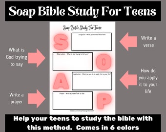 Soap Bible study for teens, bible study guide, soap bible study journal, soap bible study method, sunday school notes, teens bible study