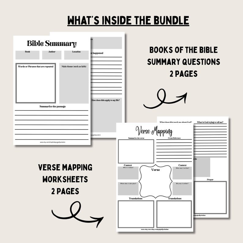 Bible Study Bundle Printable Prayer Journal Guide Christian Devotional Page Scripture Mapping Reflection Worksheet Monthly Calendar Verse image 10