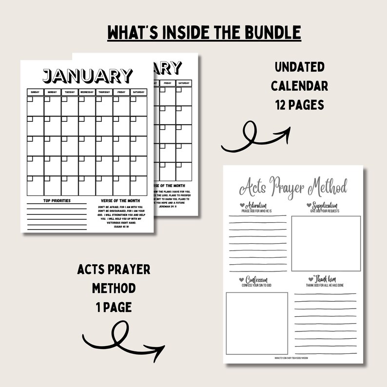 Bible Study Bundle Printable Prayer Journal Guide Christian Devotional Page Scripture Mapping Reflection Worksheet Monthly Calendar Verse image 5