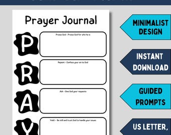 Printable Prayer Journal for Adults Christian Devotional Bible Study Companion Guide Daily Reflection Writing Template Spiritual Notebook