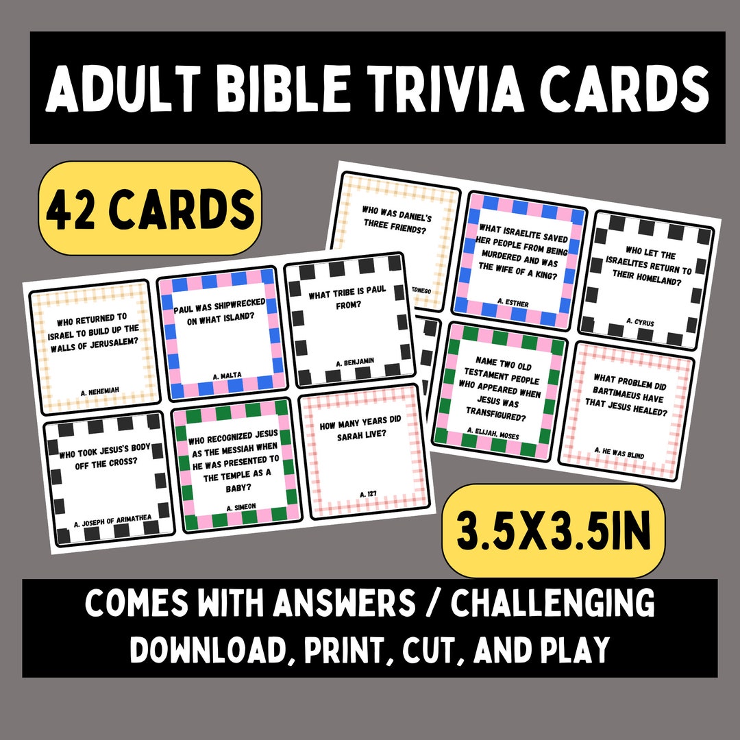 Adult Bible Trivia Cards, Bible Trivia Games, Bible Games for Adults ...