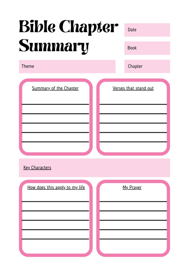 Bible Chapter Summary Template Bible Study for Men Women Etsy Bible Chapter Summary Template Bible Study for Men Women Etsy