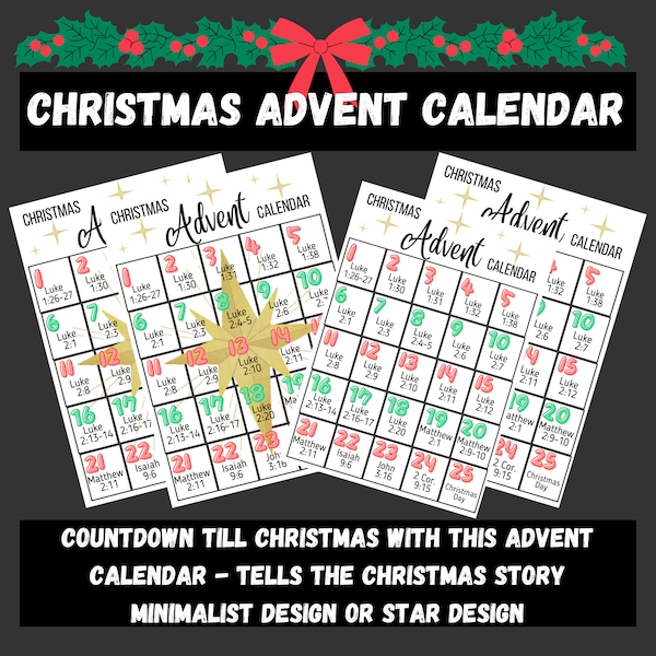 Advent calendar for kids religious, christmas advent calendar, christmas countdown, scripture advent calendar, bible verse calendar