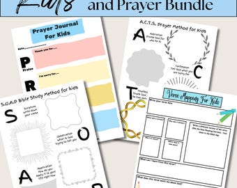 Kids Bible Study Guide Youth Prayer Journal Pdf Printable Verse Mapping Template Bundle Christian Activity Pack Sunday School Material