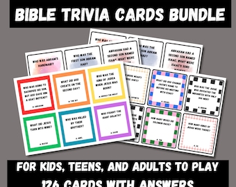 Bible Trivia Cards, family game night, bible games for adults, sunday school activities, church games, bible trivia questions