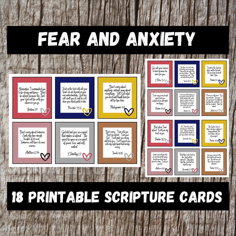 Anxiety Scripture Cards, Anxiety Relief Printable, Bible Memory Cards, Encouraging Scripture ...